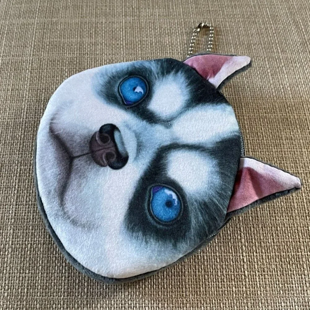 Coin Purse Dog Face Print Zip Small Coin Wallet Mini Pouch New